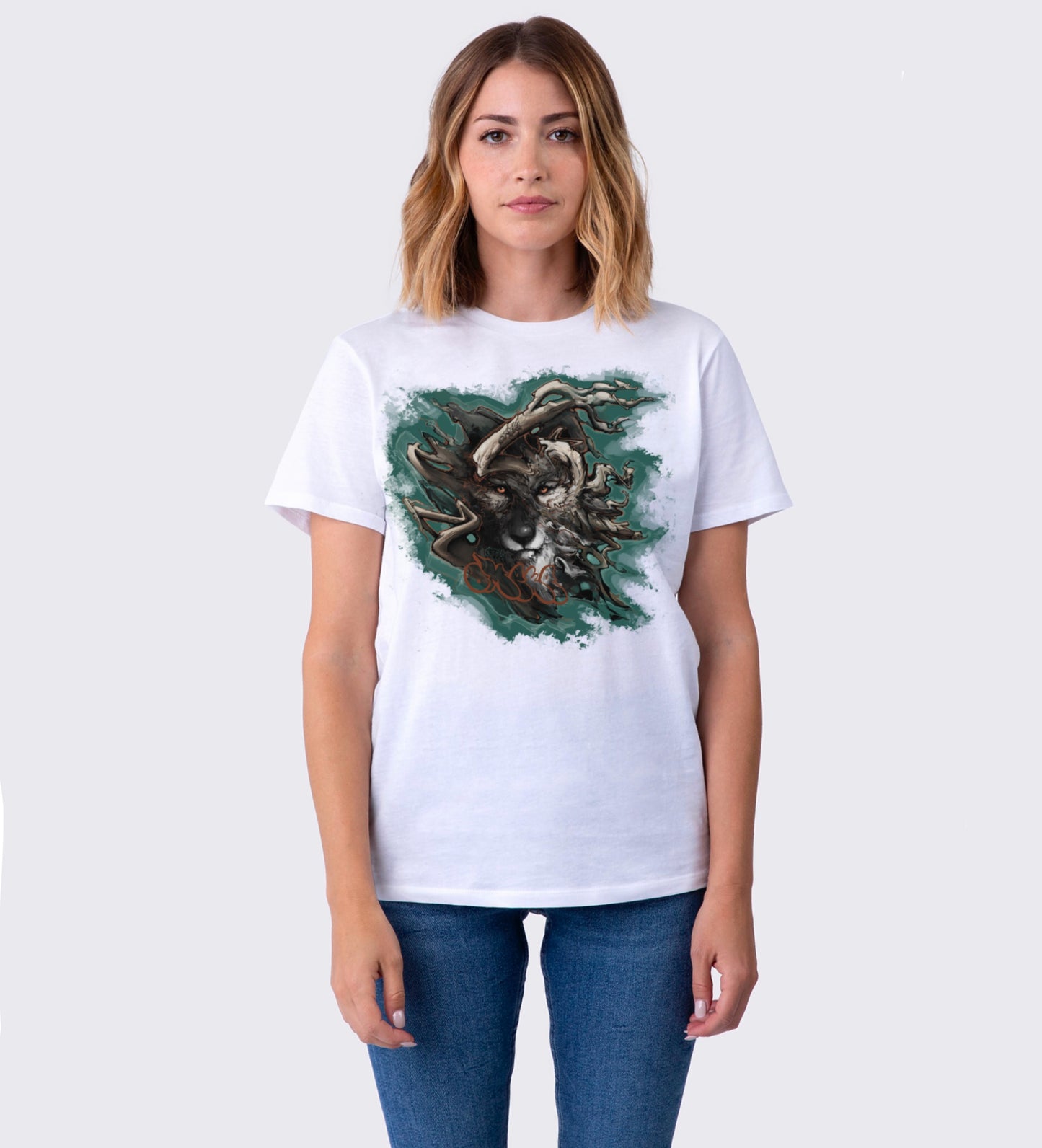 Shadow Wolf Teal Graphic Tee