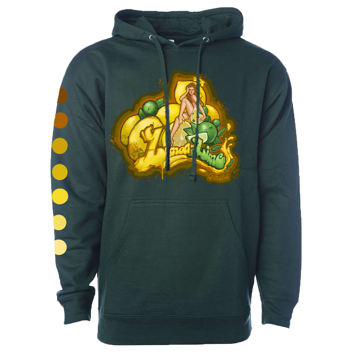 Lemon Lime Graphic Hoodie - Forest Green