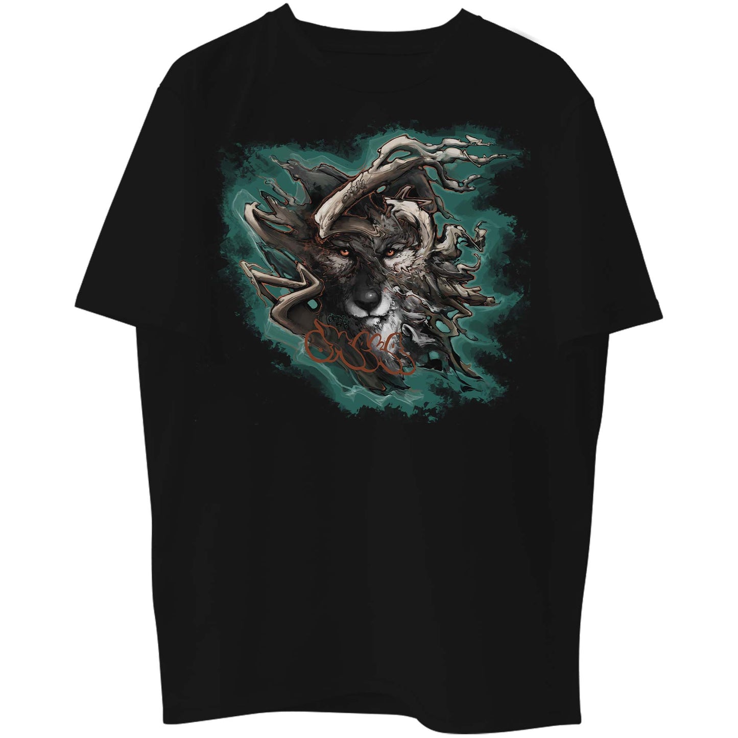 Shadow Wolf Teal Graphic Tee