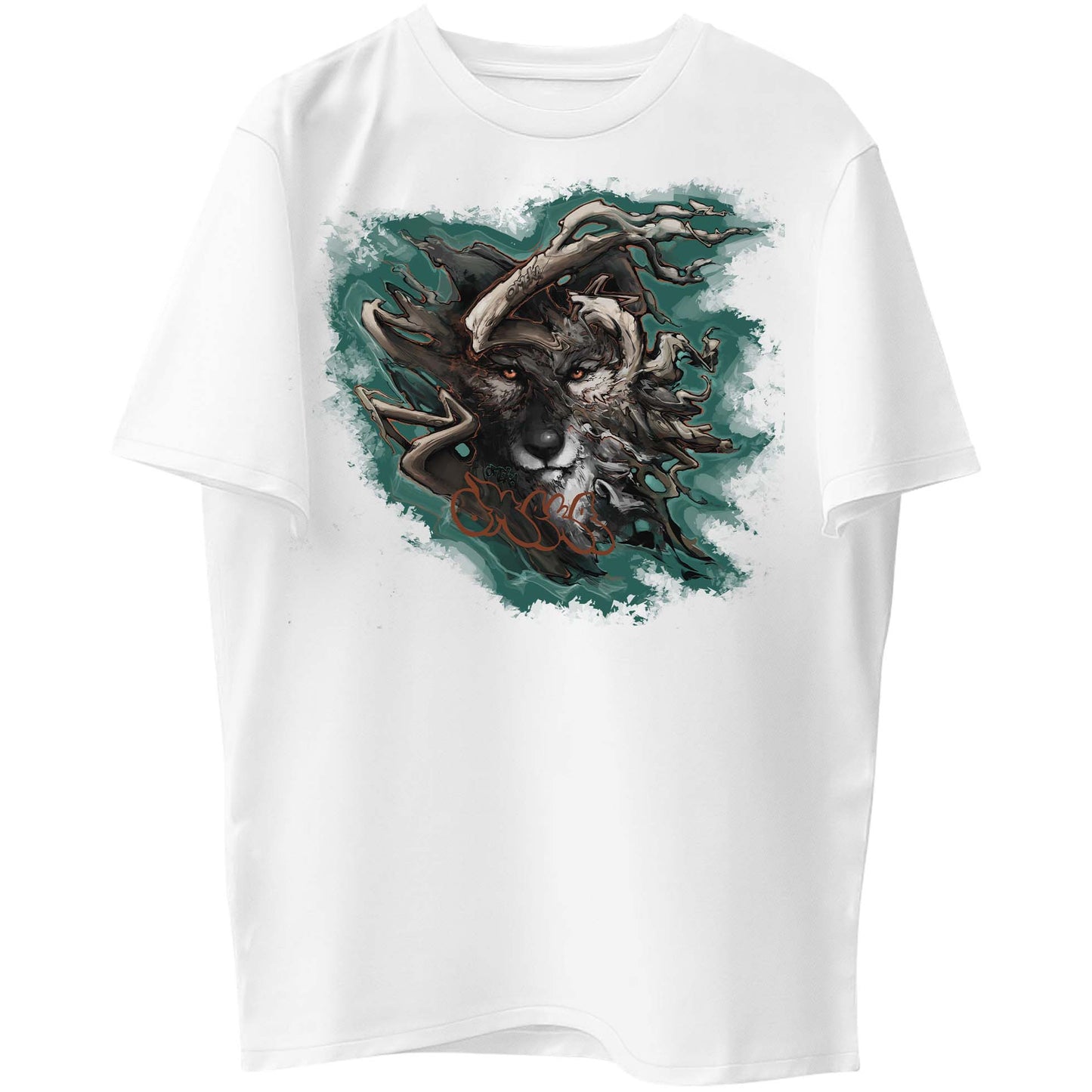 Shadow Wolf Teal Graphic Tee