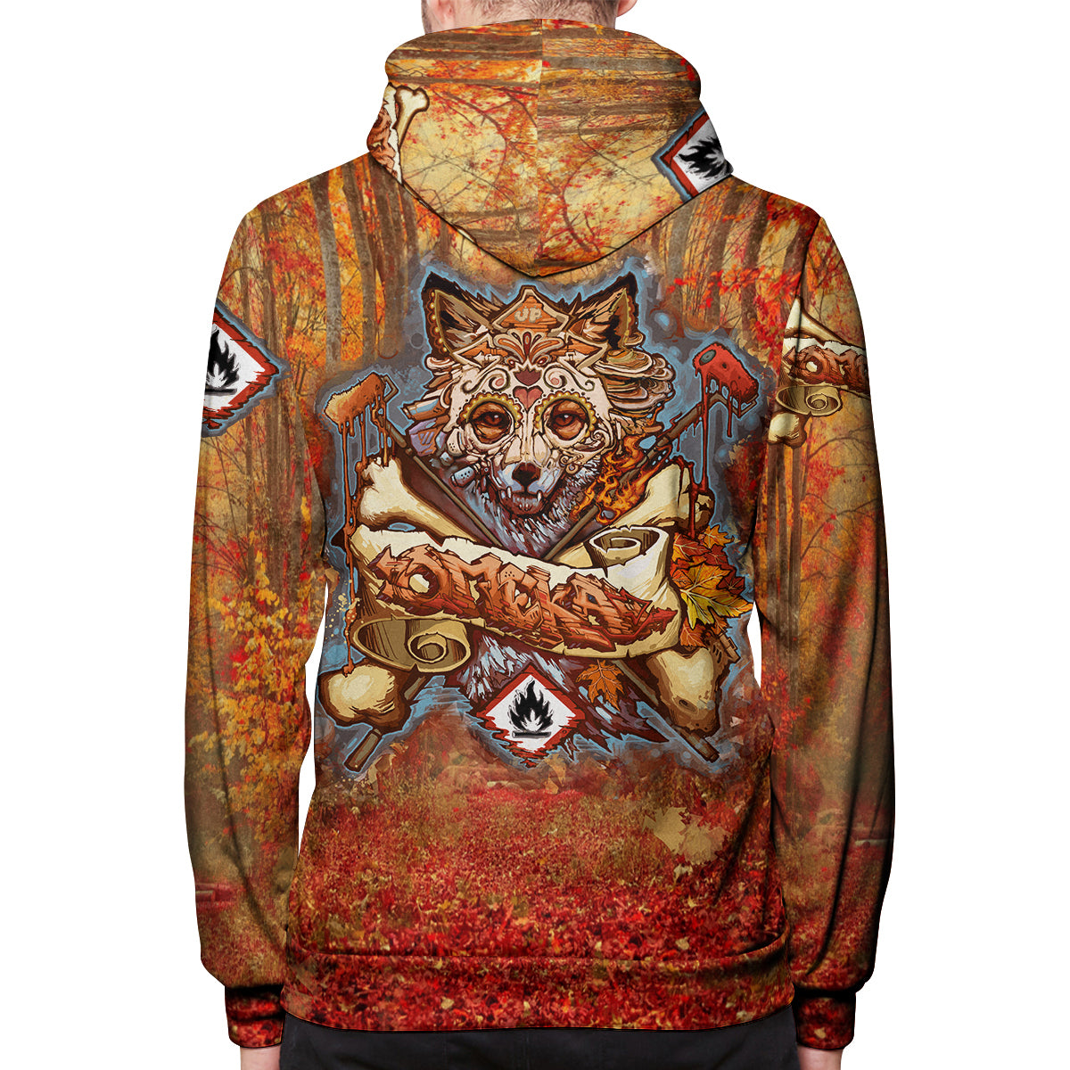 Fall Fox All Over Print Zip Hoodie