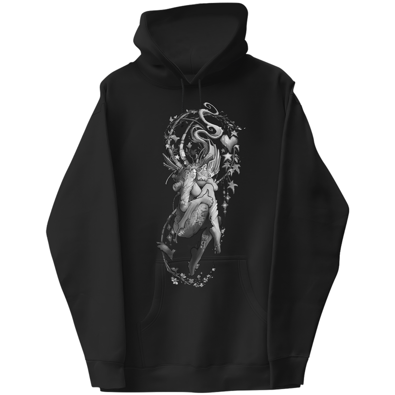Solitude Black and White Graphic Hoodie